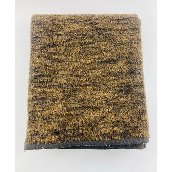 Vintage Plush Blanket Tiger Lion Face Brown Tan Reversible RARE Biederlack Style - Picture 8 of 16